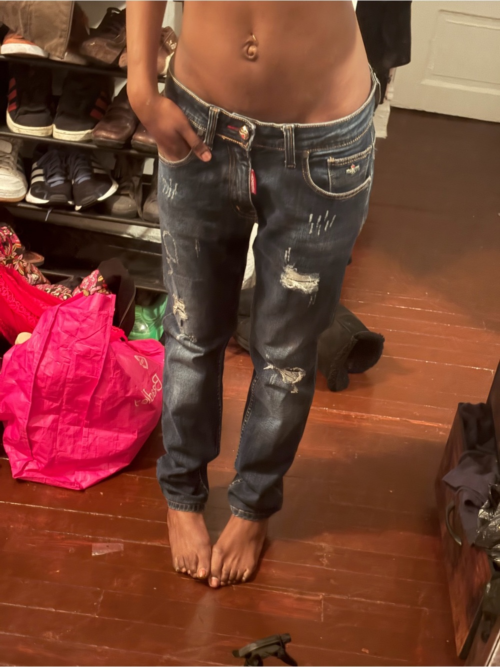 DSQUARED2 Men's Slim Distressed Dark Blue Jeans